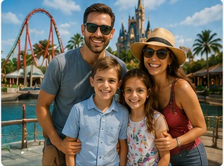 Family enjoying an Orlando theme park vacation